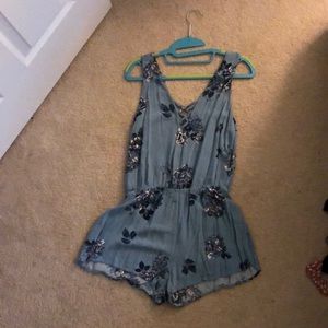 Blue floral romper